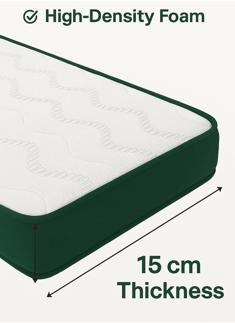 F.A.M.S High-Density Foam Mattress – 15cm Thick, Premium Foam Layers with Breathable Turkish Cotton Fabric – Orthopedic Support, Moisture-Wicking, No Flip Design – Size 90 x 190 x 15 cm  - Image 3