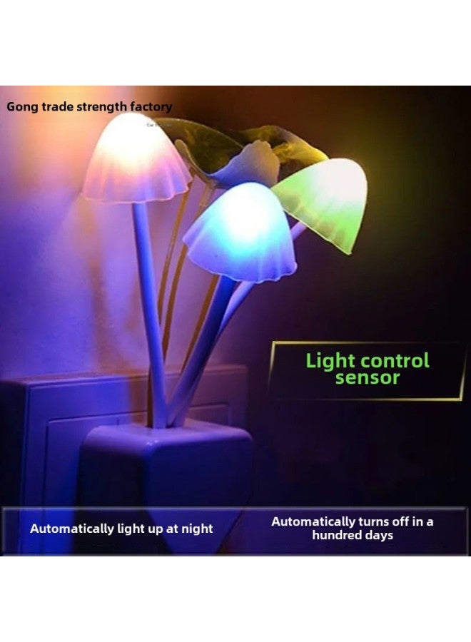 Light-controlled Night Light Lotus Leaf Mushroom Light-controlled Induction Light Dream Color-changing Mushroom Light Led Energy-saving Night Light-Specification:Light Control + Colorful + Color Change: Good Luck Lotus 2 Pcs-Size:Light Control Sensor: Energy Saving + 1 Kilowatt Hour Of Electricity Per Year + Automatic Light When Dark  - Image 4
