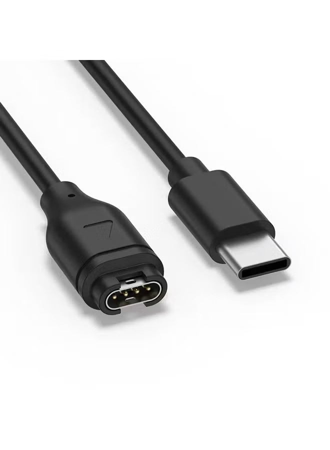 Type-C Charger Cable Compatible with Garmin Venu 2/2S/3/3S, Fenix 5/6/7 Series, Forerunner 245/945/965, Vívomove Fast Charging Cord- Black - Image 1