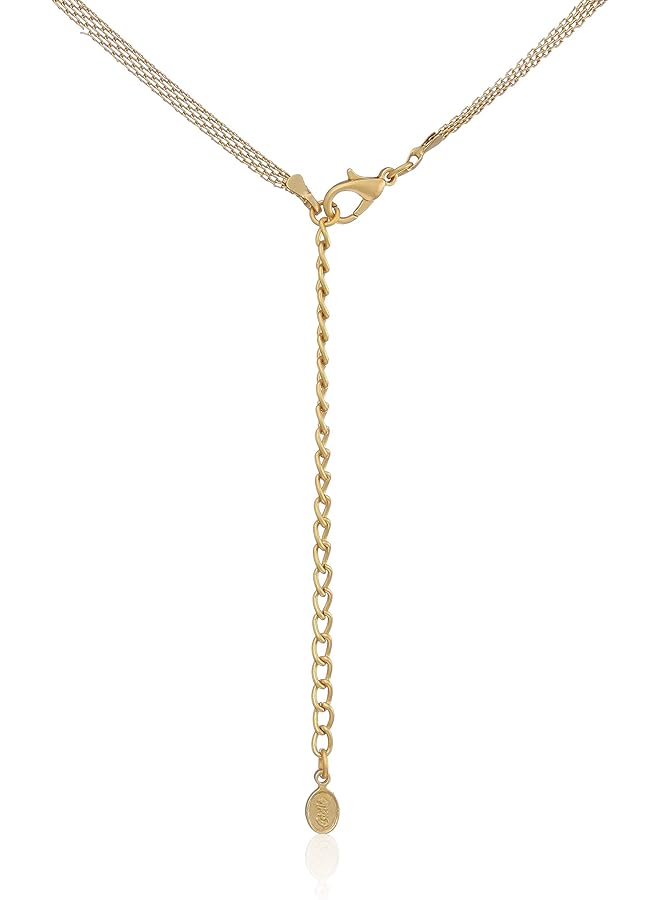 Estele 24 Kt Gold Plated Leaf American Diamond Necklace Set for Women - Image 2