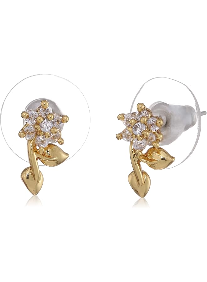 Estele 24 Kt Gold Plated Leaf American Diamond Necklace Set for Women - Image 3