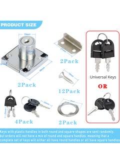SANMUGEED Cam Lock 32mm, 2 PCS Security Cabinet Lock with Key Different Cupboard Lock for Furniture Cabinet Mailbox Drawer Household Office  - Image 2