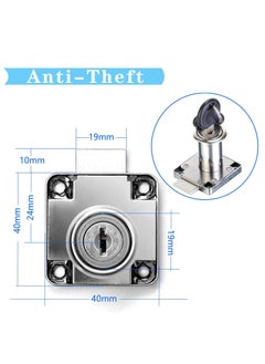 SANMUGEED Cam Lock 32mm, 2 PCS Security Cabinet Lock with Key Different Cupboard Lock for Furniture Cabinet Mailbox Drawer Household Office  - Image 3