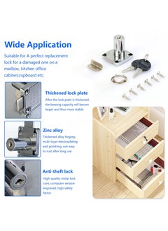 SANMUGEED Cam Lock 32mm, 2 PCS Security Cabinet Lock with Key Different Cupboard Lock for Furniture Cabinet Mailbox Drawer Household Office  - Image 4