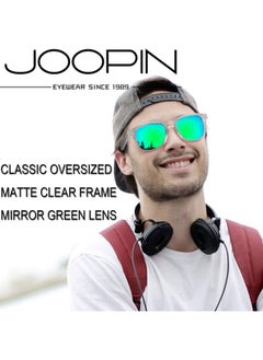 Joopin Oversized Square Sunglasses Matte Clear Frame Polarized Sun Glasses Uv400 Protection Mirrored Green Shades For Women Men Sunnies  - Image 2