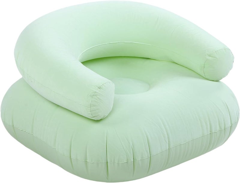 Haofy Inflatable Lounge Chair, Portable Air Sofa with U Shape Design for Indoor Outdoor Use, Soft Flocking Blow Up Couch Supports 198 Lbs, Ideal for Beach Pool Camping Backyard (Green) - Image 5