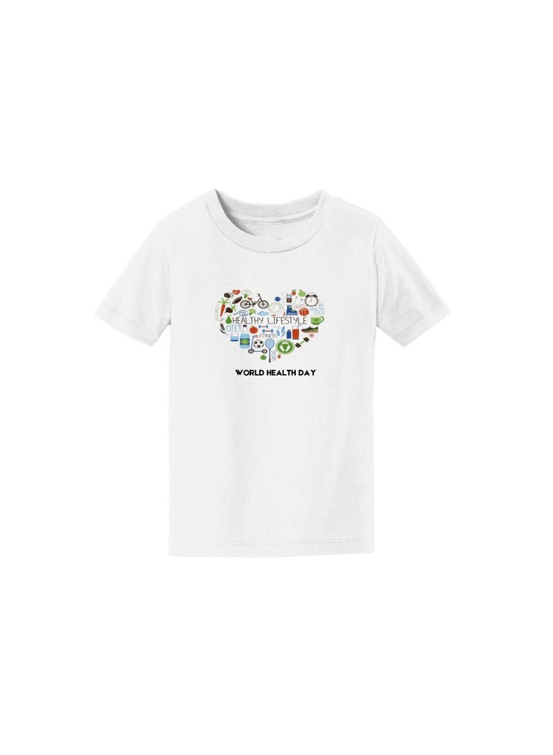 Boy's World Health Day T-Shirt-Short Sleeve Tshirt 100% Cotton Fabric|Round Neck Tshirt For Boys|Ideal For World Health Day Celebrations.