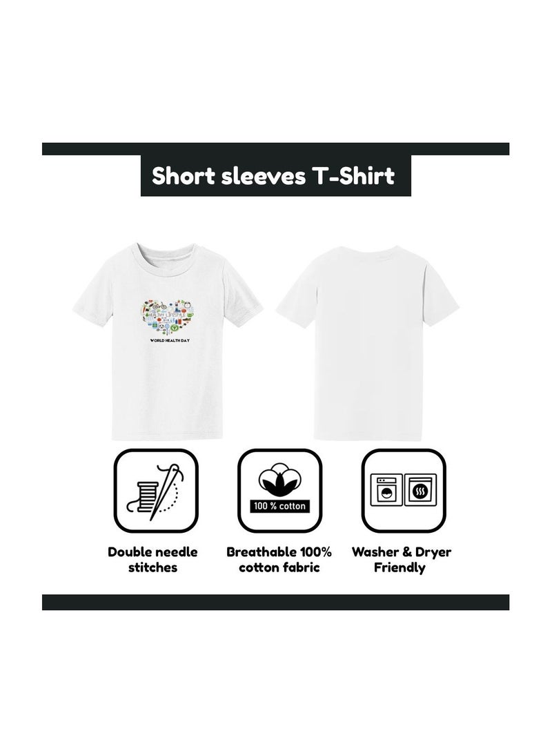 Boy's World Health Day T-Shirt-Short Sleeve Tshirt 100% Cotton Fabric|Round Neck Tshirt For Boys|Ideal For World Health Day Celebrations.