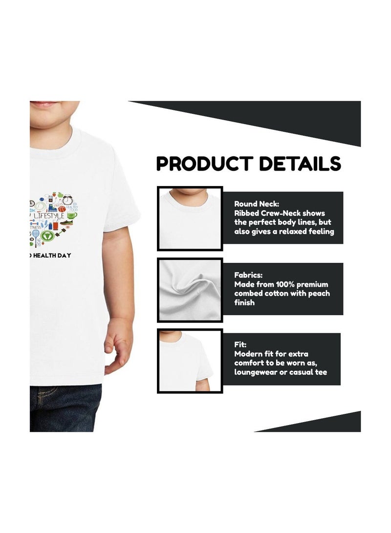 Boy's World Health Day T-Shirt-Short Sleeve Tshirt 100% Cotton Fabric|Round Neck Tshirt For Boys|Ideal For World Health Day Celebrations.