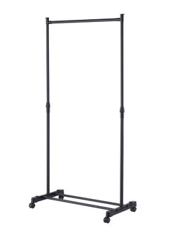 LAWAZIM Clothes Hanger -Single Rail-Black- Steel Clothing Storage Organizer Rack on Swivel Wheels with Bottom Shelf, Height Adjustable Garment Stand, Anti-Skid Ends, Reinforced Frame  - Image 3
