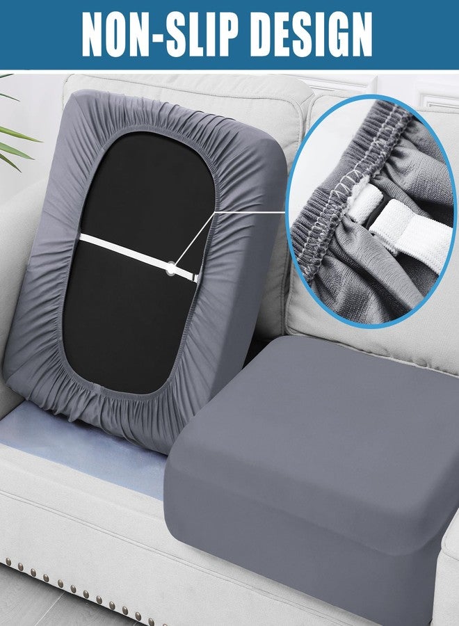 Smiry Waterproof Couch Cushion Covers, Stretch Washable Sofa Cushion Cover, Soft Sofa Slipcover Elastic Non-Slip Furniture Protector for Pets, Kid (Large, Grey) - Image 5