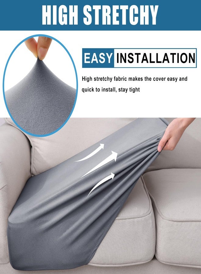Smiry Waterproof Couch Cushion Covers, Stretch Washable Sofa Cushion Cover, Soft Sofa Slipcover Elastic Non-Slip Furniture Protector for Pets, Kid (Large, Grey) - Image 4