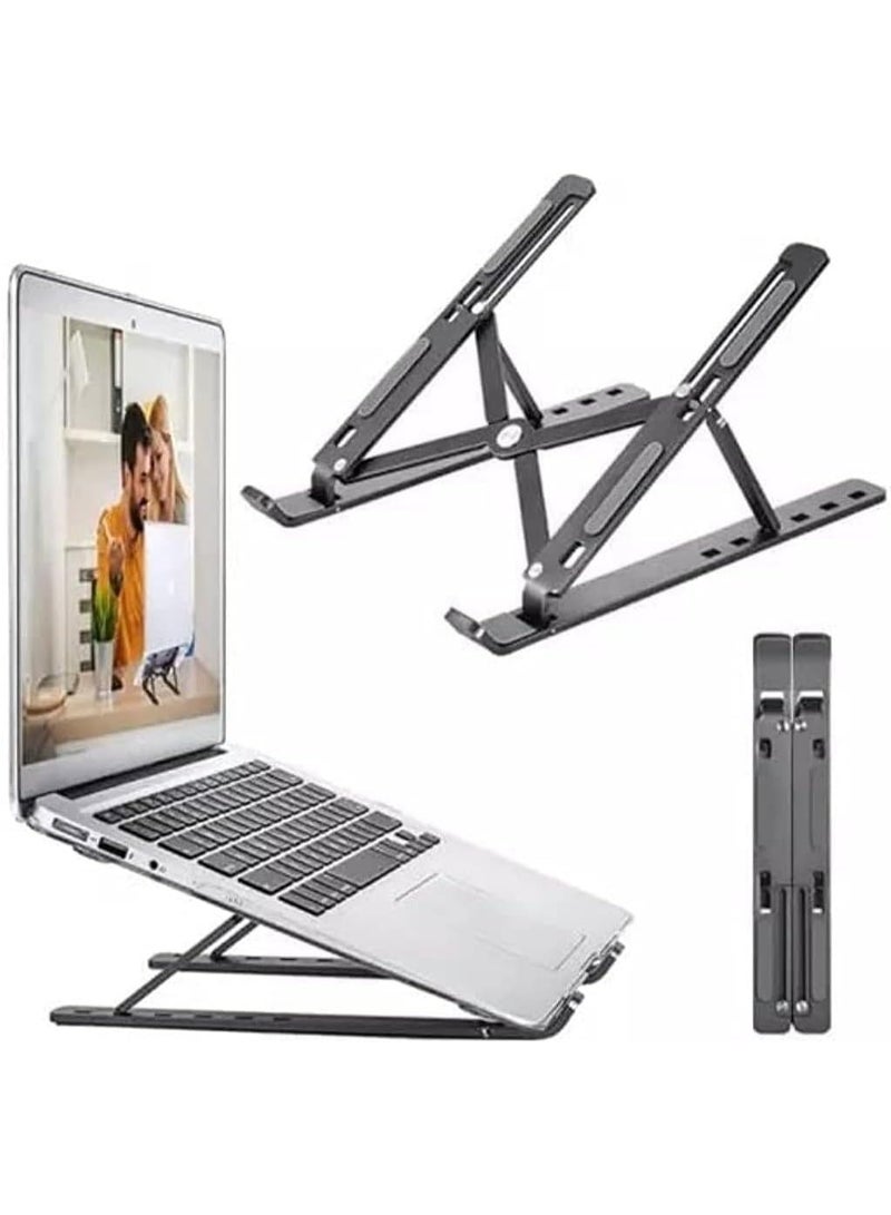 Generic 7-Level Adjustable Aluminum Alloy Foldable Laptop Stand Black 