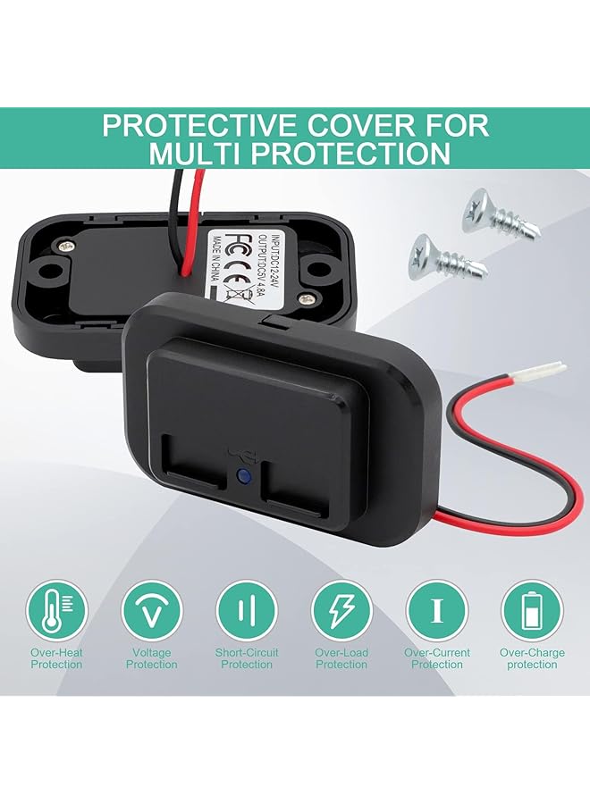 إكسفور منفذ USB، شاحن سيارة بمنفذ USB للسيارات الترفيهية، حامل لوحة أنثى بمنفذ USB مزدوج للسيارات الترفيهية، للسيارات والحافلات والقوارب والمركبات البحرية والشاحنات وعربات الجولف - Image 3