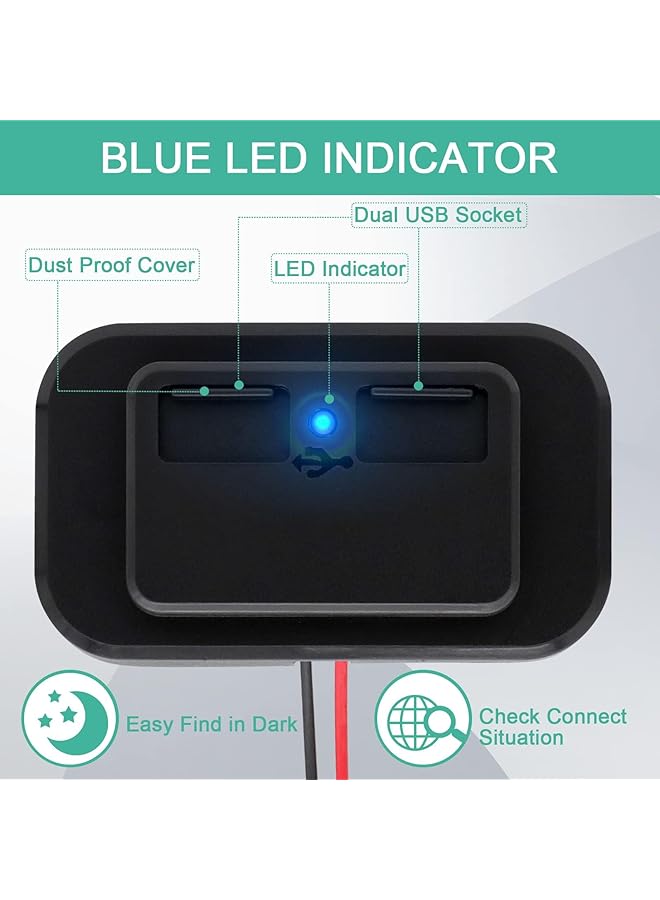 إكسفور منفذ USB، شاحن سيارة بمنفذ USB للسيارات الترفيهية، حامل لوحة أنثى بمنفذ USB مزدوج للسيارات الترفيهية، للسيارات والحافلات والقوارب والمركبات البحرية والشاحنات وعربات الجولف - Image 4