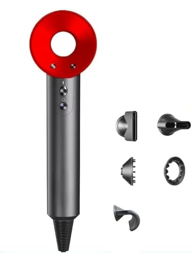 عام SAFENHAND Hair Dryer, Professional Ionic Hair Dryer Leafless Hair Dryer Hair Care Styling Fast Drying Low Noise Blow Dryer for Home, Salon Negative Ion Tool Anion Electric Dryer 5 Blow (RED) - Image 1