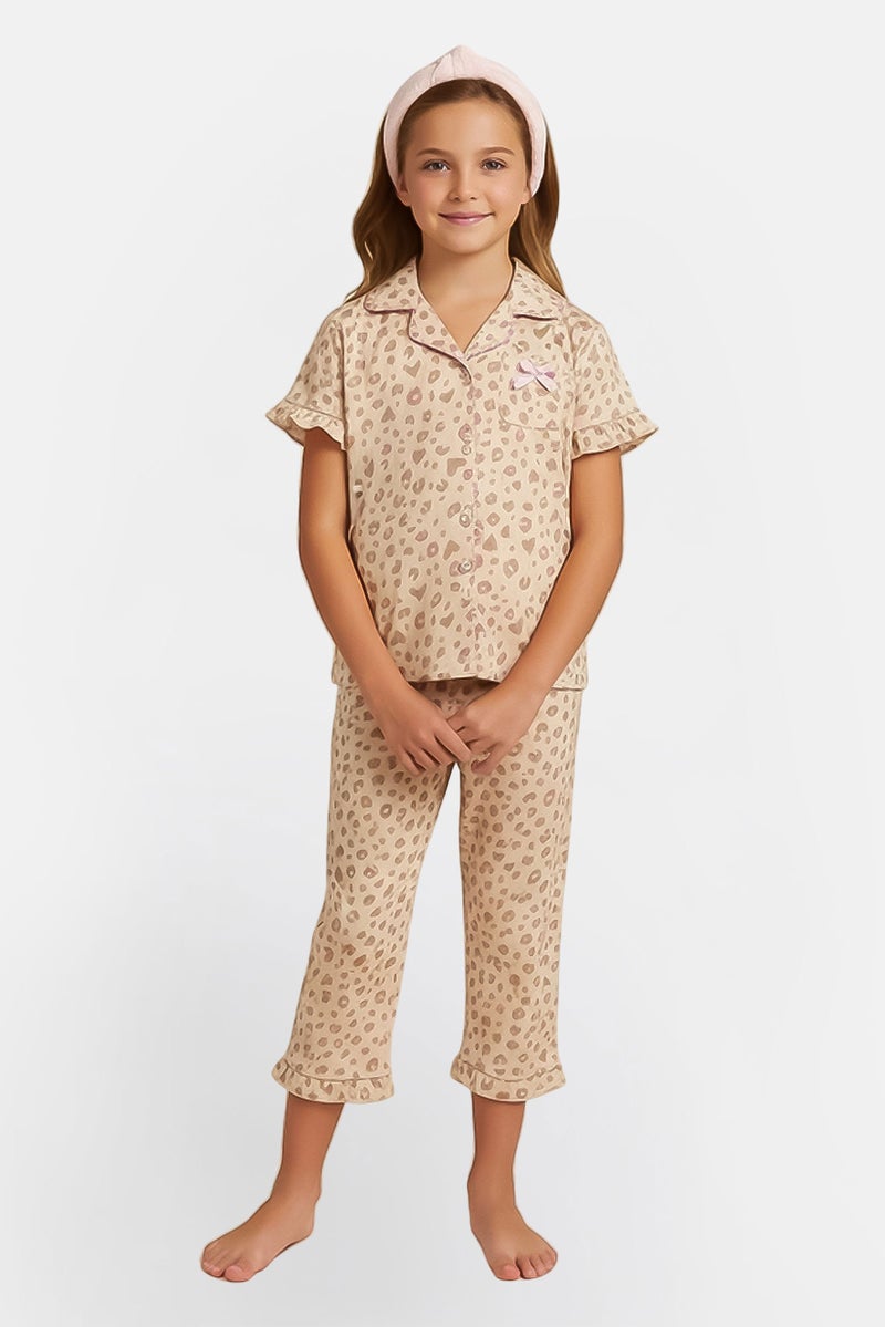 Betsey Johnson Kids Girl 3 Pieces Allover Print Pyjama Top And Bottom With Headband Set, Multicolor - Image 1