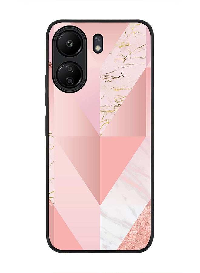 Stylizedd Rugged Black Edge Case for Xiaomi Redmi 13C 4G, Slim fit Soft Case Flexible Rubber Edges Anti Drop TPU Gel Thin Cover - Marble Pink Vintage - Image 1