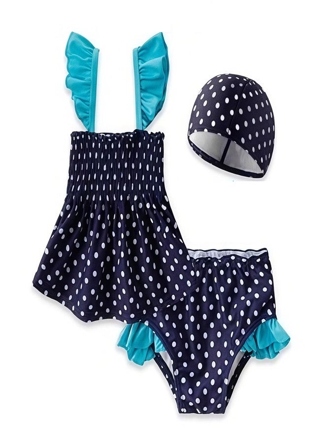 glcsisi Baby Girls Bikini 3-Set Polka Dots Tankini with Skirt SPF Summer Beach Wear Fluttering Sleeve Swim Shirt& Shorts 1-2t - Image 1