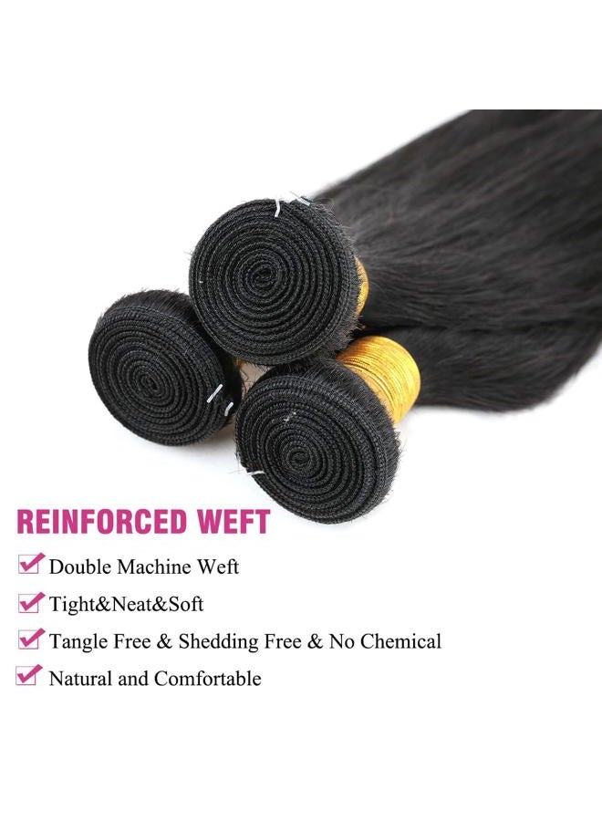 AUTTO Hair 8A Unprocessed Brazilian Virgin Hair Straight Remy Hair One Bundle 22inch Cheap Virgin Human Hair Extension Weft Natural Black Color (100+/-5g)/bundle Can be Dyed and Bleached - Image 3