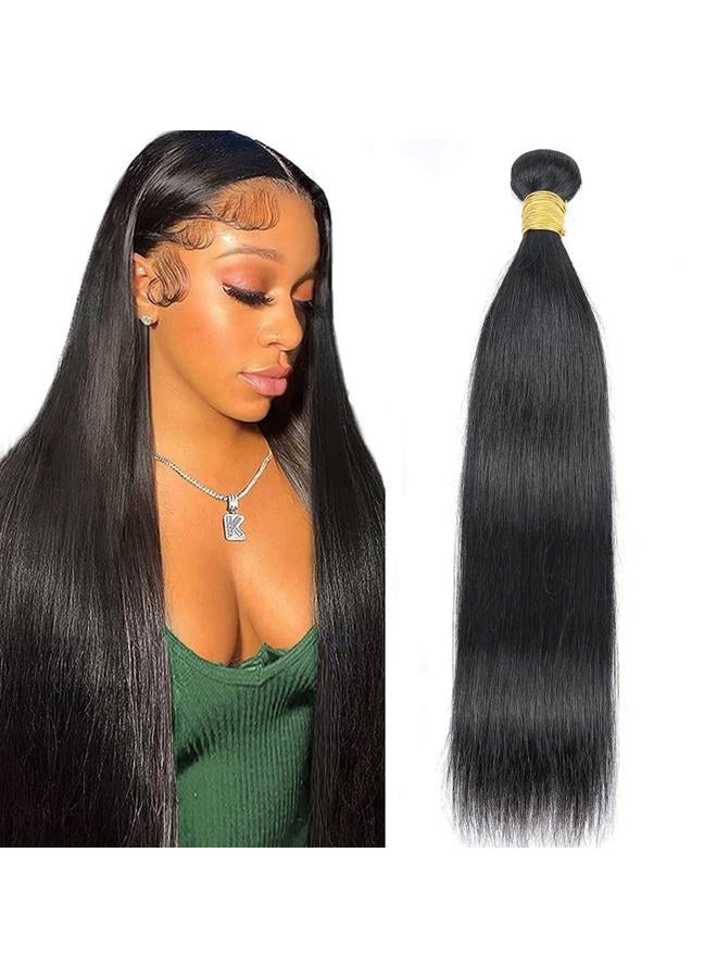 AUTTO Hair 8A Unprocessed Brazilian Virgin Hair Straight Remy Hair One Bundle 22inch Cheap Virgin Human Hair Extension Weft Natural Black Color (100+/-5g)/bundle Can be Dyed and Bleached - Image 1