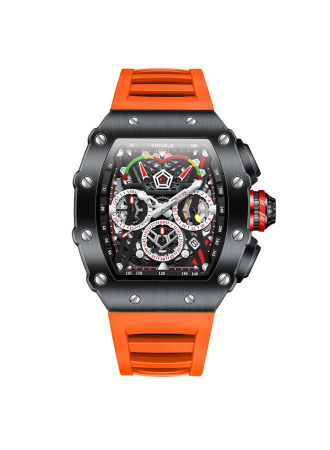 ONOLA Men's Multifunctional Stylish Sports Waterproof Silicone Strap Quartz Watch