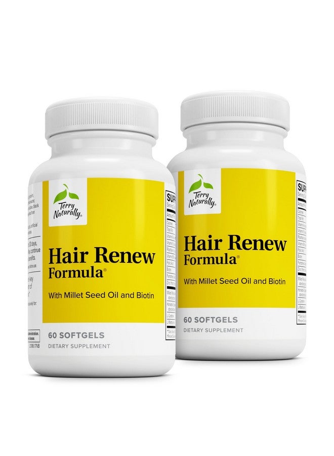 Terry Naturally Hair Renew Formula - Hair Growth Support Supplement with Horsetail Biotin & Folic Acid - Millet Seed Oil for Keratin Production Support - 60 Softgels, 2 Pack - Image 1
