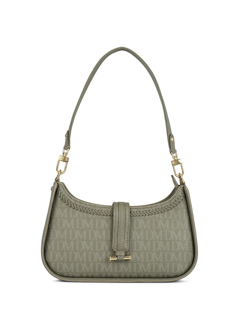 دا ميلانو حقيبة جلد طبيعي رمادية بحمالة كتف