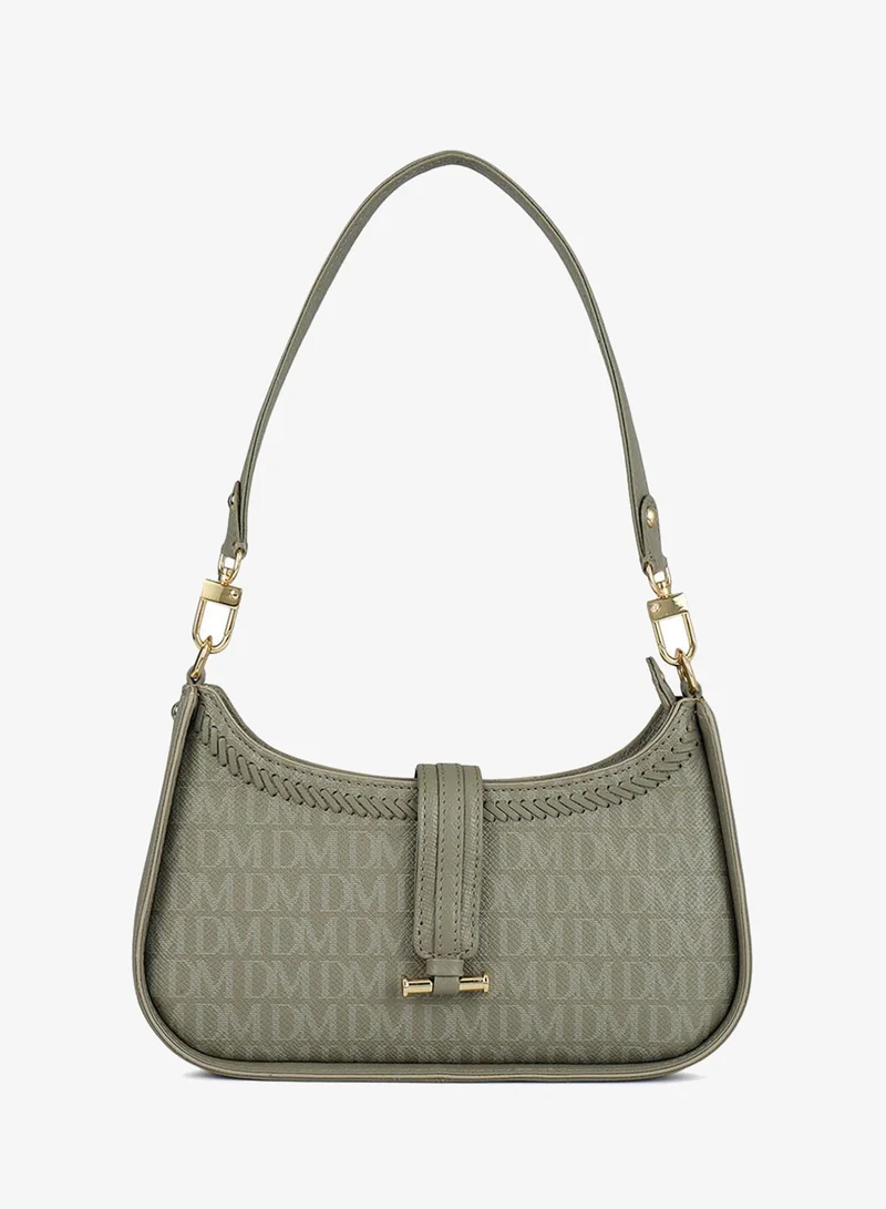 دا ميلانو حقيبة جلد طبيعي رمادية بحمالة كتف