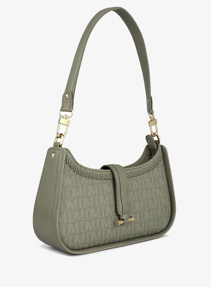 دا ميلانو حقيبة جلد طبيعي رمادية بحمالة كتف