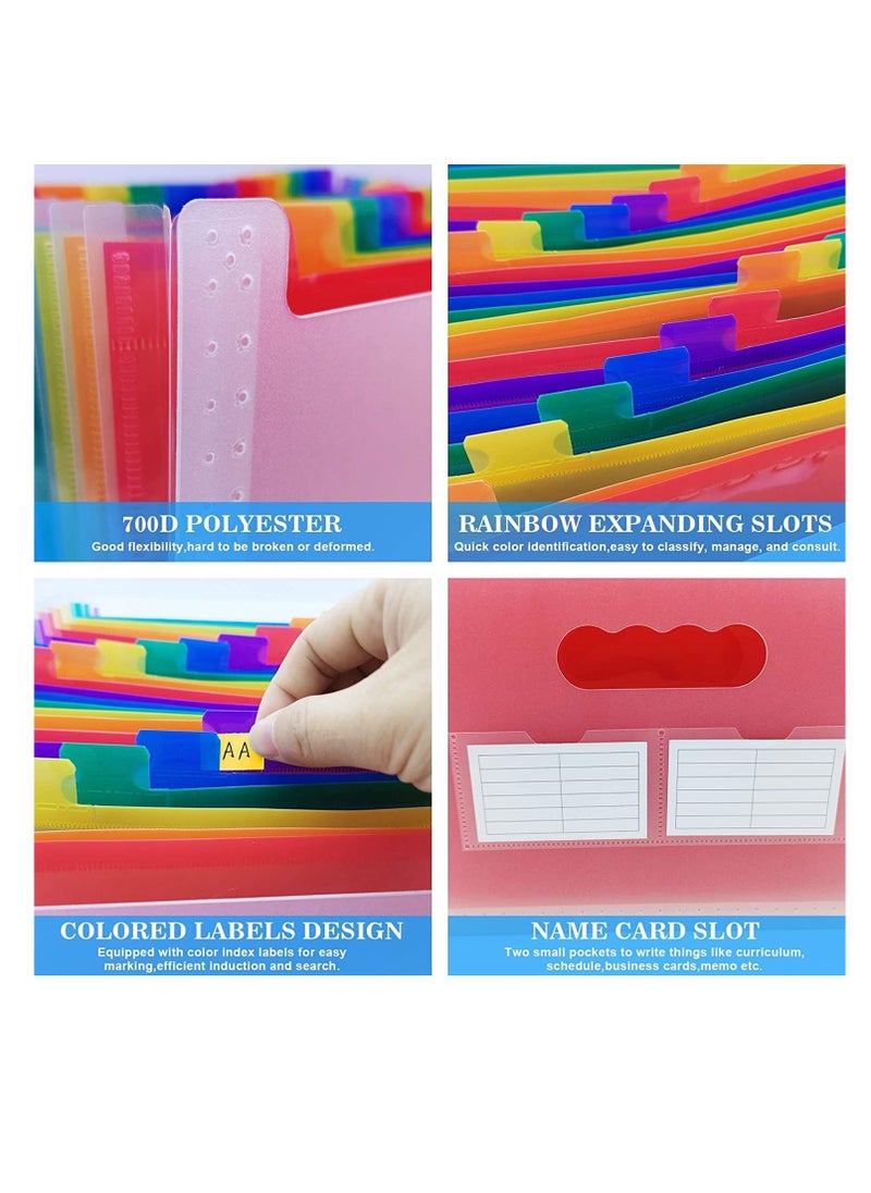 24 Pockets Expanding File Folder Multicolored Accordian File Organizer File Organizer Expandable Folder with Expandable Cover Document Organizer A4 Size File Box Large Capacity