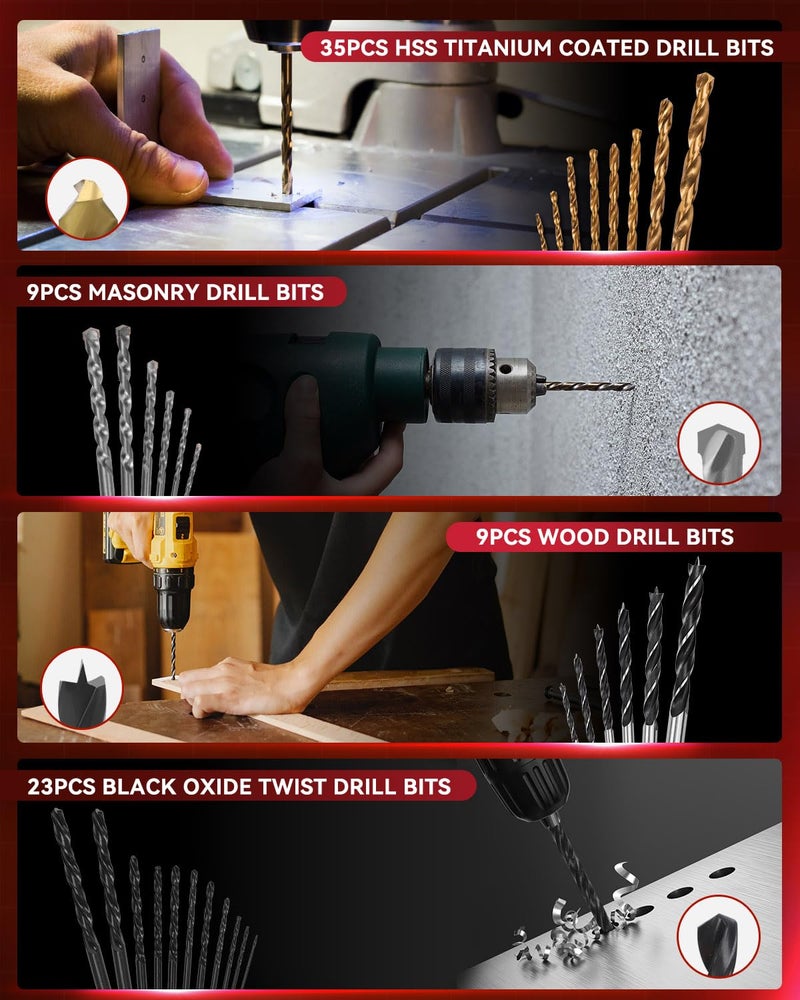 KingTool 400 Pcs Drill Bit Set - Drill Bits Screwdriver Bit Set Case with Drawer, Bit Set Designed for Various Drilling & Screw Driving Tasks for Metal, Wood, Masonry, Perfect for DIY Projects - Image 3