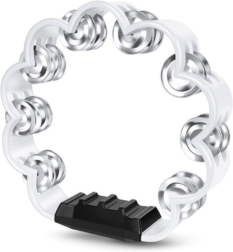 Flexzion Flower Tambourine - 8 Inch Handheld Percussion Instrument w/Metal Jingles & Ergonomic Grip - Small Tambourines for Adults, Kids, Church, Parties, & Musical Events (White) - Image 1