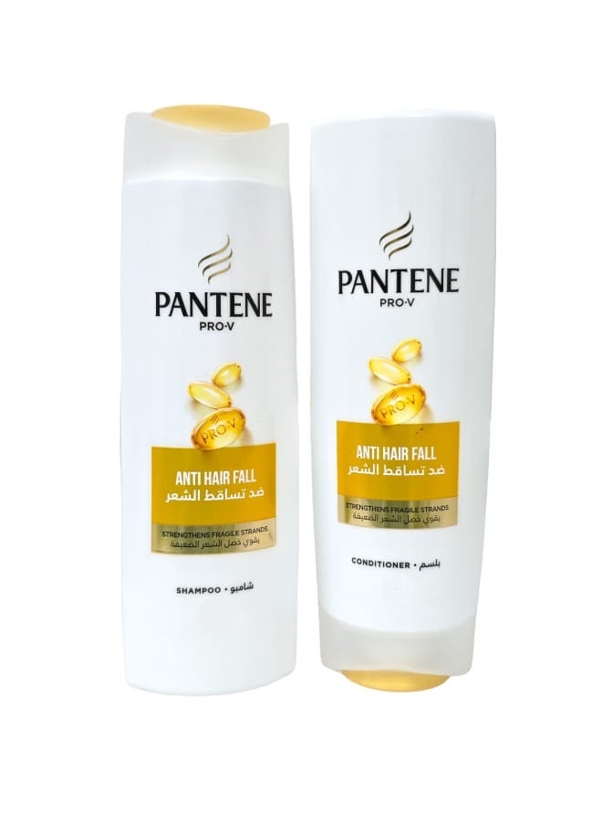 Pantene Anti-Hair Fall Shampoo & Conditioner, Strengthens Fragile Strands, Shampoo 375ml-Conditioner 360ml