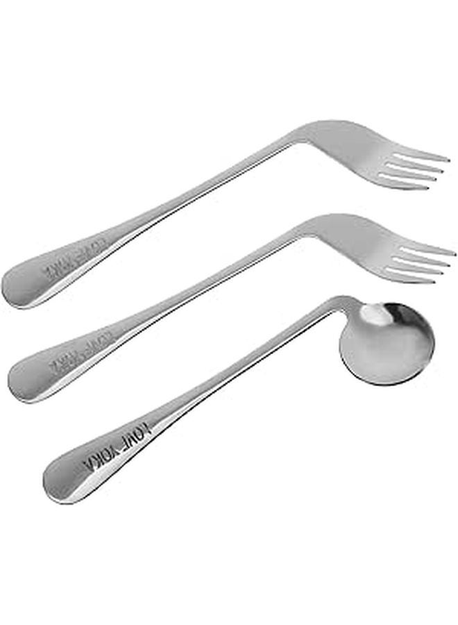 Ergonomic Angled Utensil Set Curved Spoon Fork Kit for Elderly and Bedridden Patients - Image 1