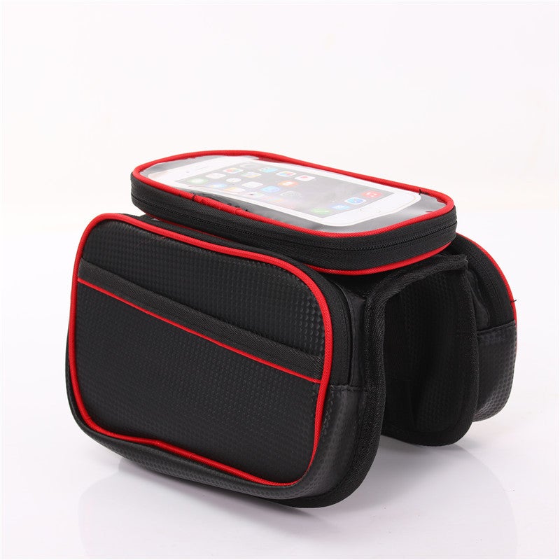 Ultimate Waterproof PU Bike Handlebar Bag - Large Capacity Bicycle Front Storage Pouch with Touchscreen Phone Holder & Rain Cover for Mountain Road Commuter  Bikes