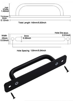 Muyixin 6 Pcs Kitchen Cabinet Handles Pulls Round Drawer Pulls 5 inch Hole Center Cabinet Handles Matte Black for Kitchen Cupboard Solid Dresser Handles  - Image 2