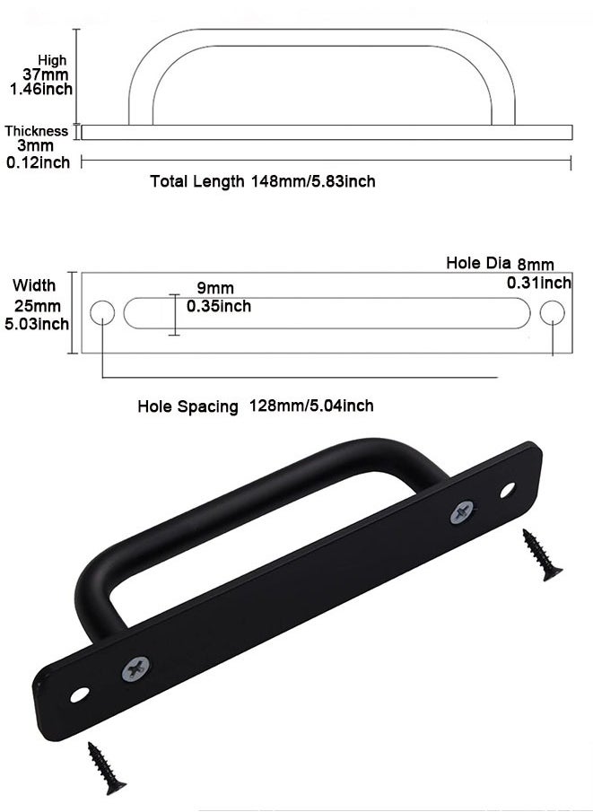 Muyixin 6 Pcs Kitchen Cabinet Handles Pulls Round Drawer Pulls 5 inch Hole Center Cabinet Handles Matte Black for Kitchen Cupboard Solid Dresser Handles  - Image 2