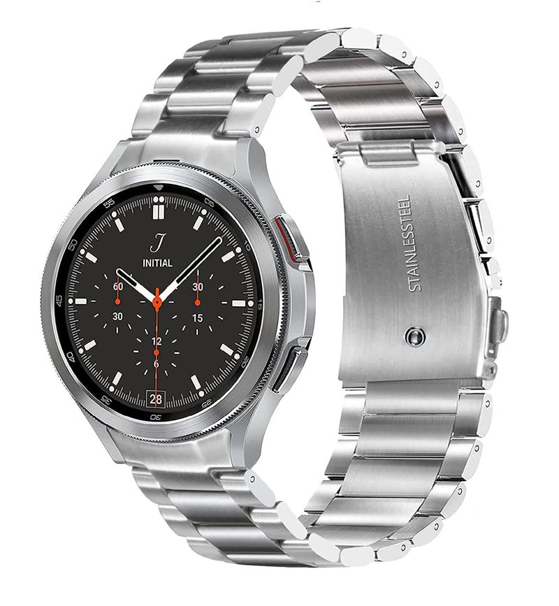 ACHOR ACH57 20MM No Gap Watch Straps Compatible for Samsung Galaxy Watch 5 Bands 44mm 40mm/ Pro 45mm/ Watch 4 Classic 46mm 42mm (HEAVY METAL [ SILVER ], 20MM [ NO GAP ROUND END ]) - Image 2
