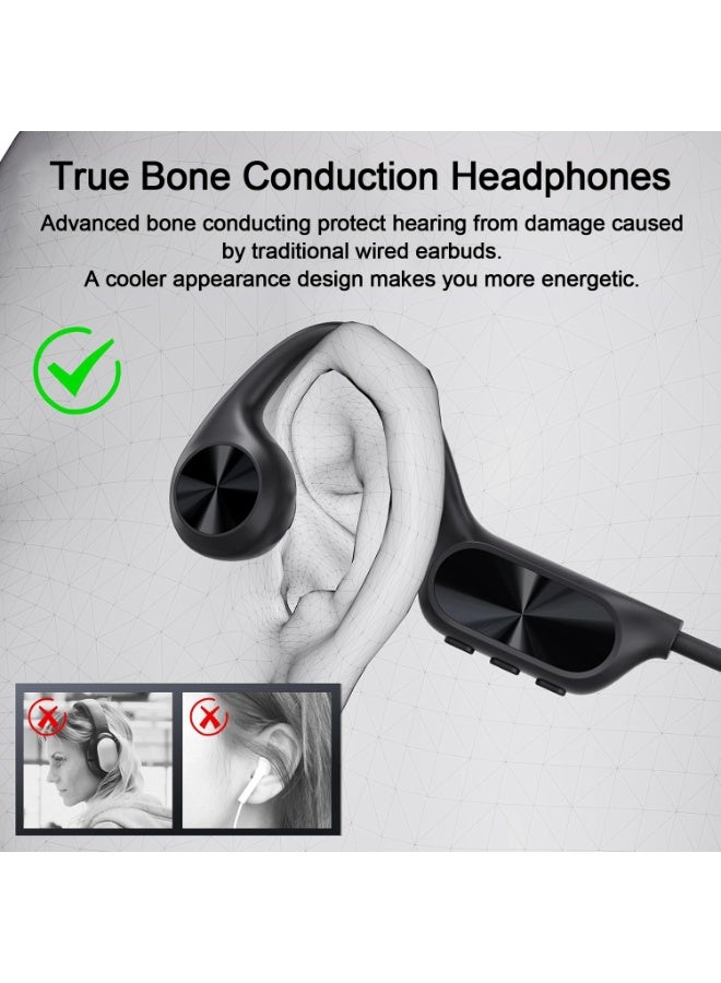 Faylor Bone Conduction Headphones, Open-Ear Wireless Bluetooth Headphones, IPX8 Waterproof & Sweatproof Sport Headphones Suitable for Running, Cycling, Swimming, Outdoor Sports, Black - Image 5
