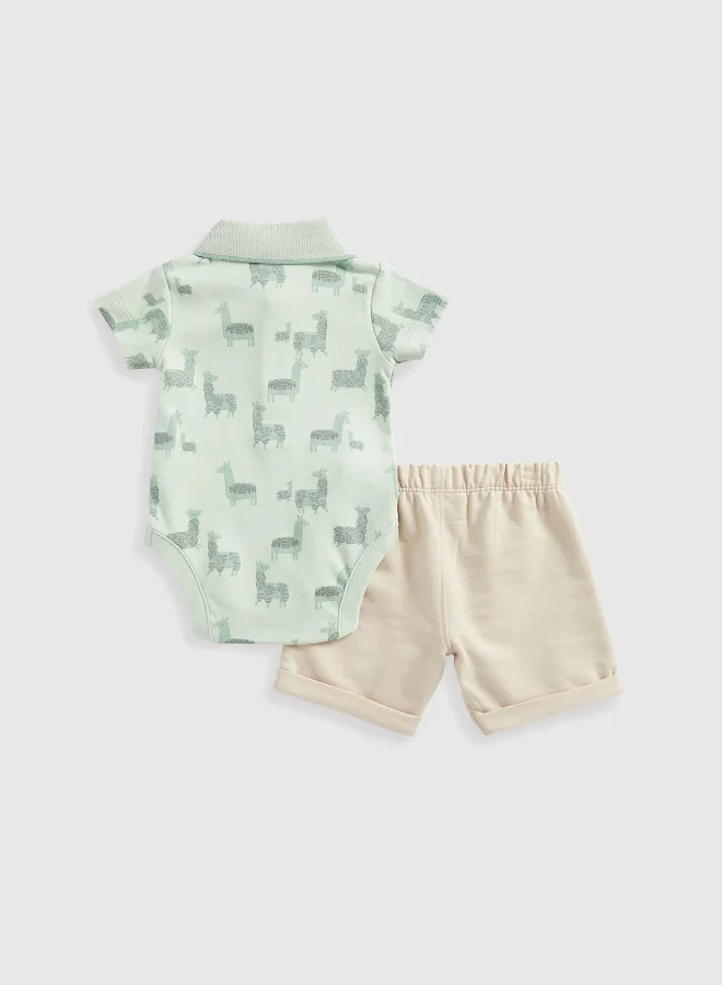 mothercare Llama Polo Bodysuit And Shorts Set
