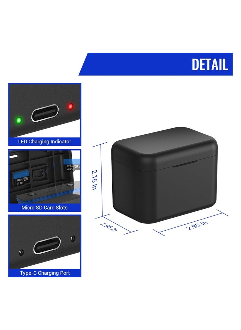 Fast Battery Charger Hub for Insta360 X4 Battery, Quick Portable 2 Channel Battery Charger Storager Station with USB Power Cord & Misro SD Card Slots, Battery Charger Hub Compatible with Insta360 X4 - Image 3