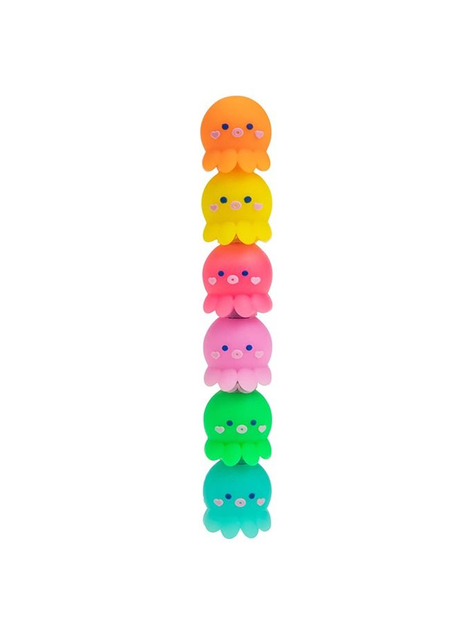 6PCS highlighters, Colored markers, Colored Octopus shaped highlighters, Mini Stackable highlighters for Adult, Children, Student, graffiti, office supplies - Image 1