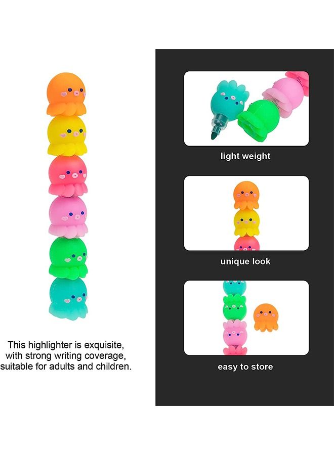 6PCS highlighters, Colored markers, Colored Octopus shaped highlighters, Mini Stackable highlighters for Adult, Children, Student, graffiti, office supplies - Image 2