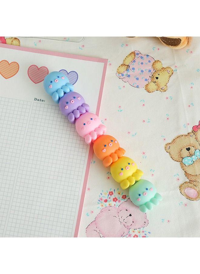 6PCS highlighters, Colored markers, Colored Octopus shaped highlighters, Mini Stackable highlighters for Adult, Children, Student, graffiti, office supplies - Image 3
