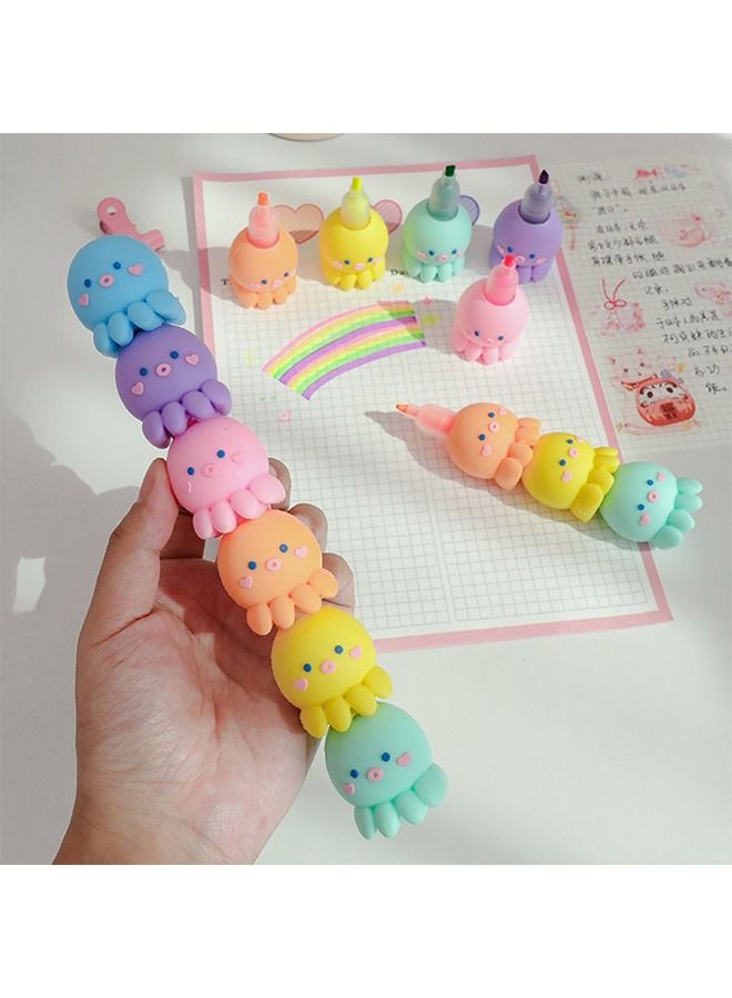 6PCS highlighters, Colored markers, Colored Octopus shaped highlighters, Mini Stackable highlighters for Adult, Children, Student, graffiti, office supplies - Image 5