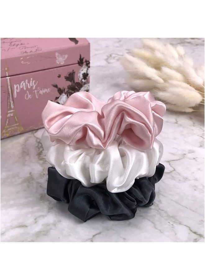 Celestial Silk Mulberry Silk Scrunchies for Hair (Large, Charcoal, Pink, Ivory) - Image 2