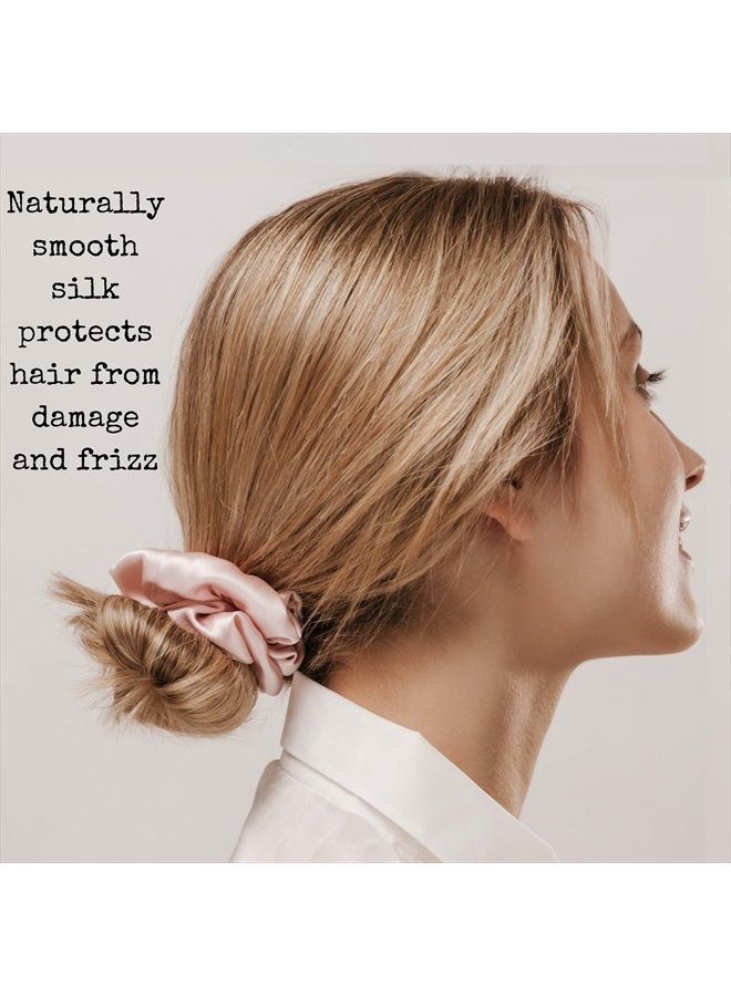 Celestial Silk Mulberry Silk Scrunchies for Hair (Large, Charcoal, Pink, Ivory) - Image 5
