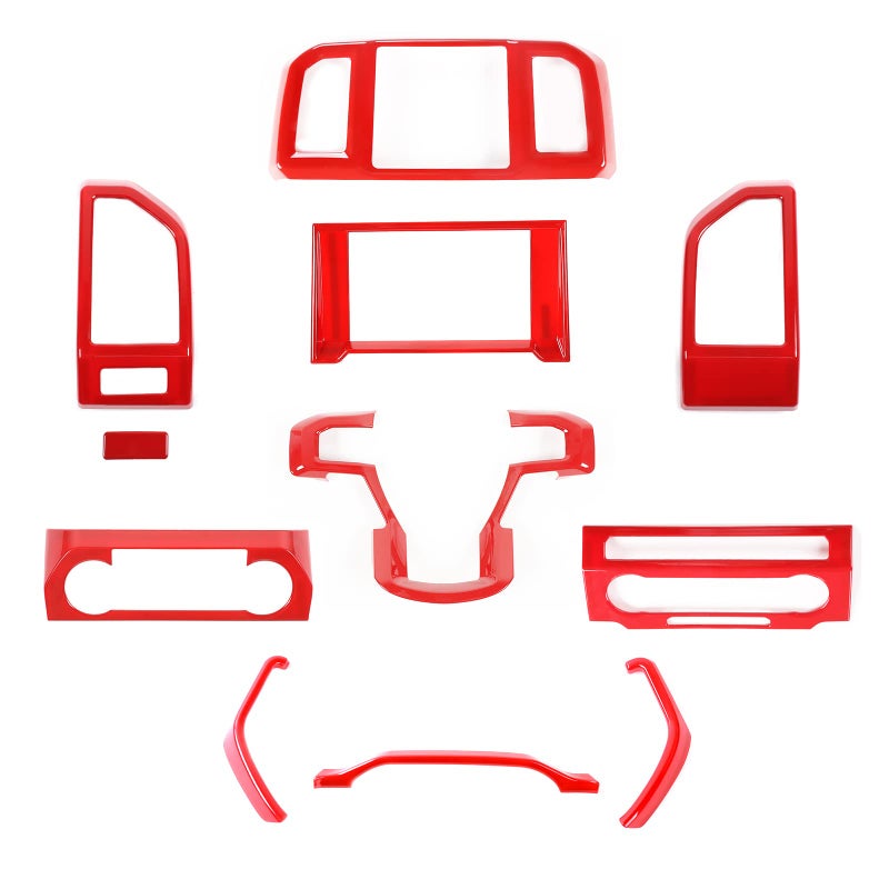 JeCar 11PCS Interior Decoration Trim Kit for Ford F150 2015-2020 Steering Wheel & Center Console Trim Dashboard & Rear Air Conditioner Vent Cover (Red) - Image 2