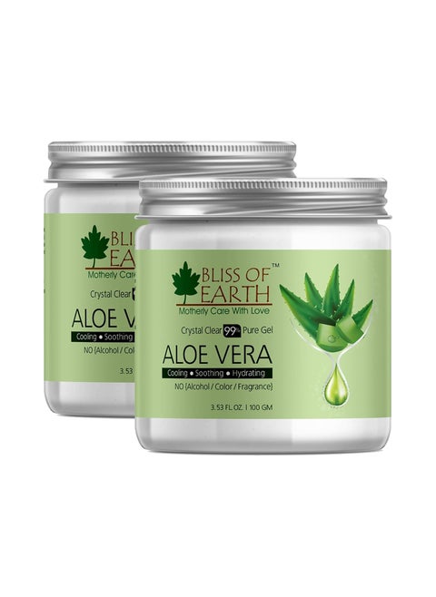 BLISS OF EARTH Crystal Clear Aloe Vera Gel 100g Pack of 2